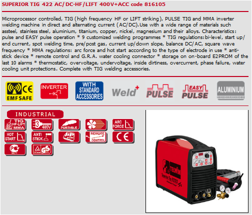 heavy duty TIG welding machine for industrial metal fabrication