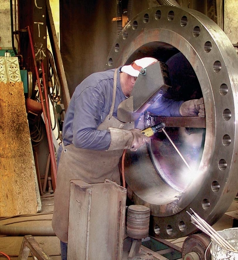 industrial welding machine setup for manufacturing process